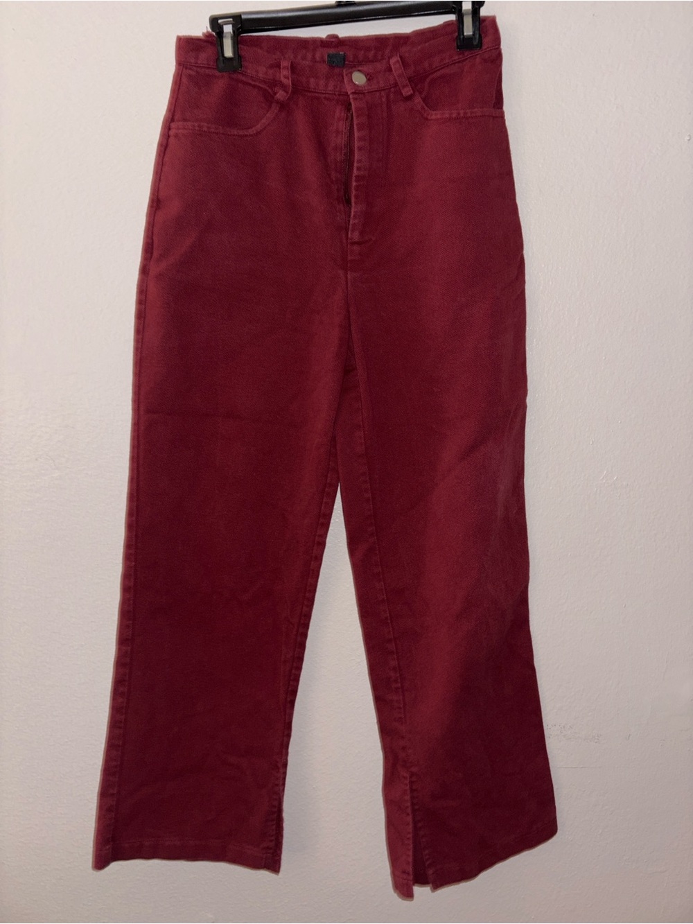 CIDER Women's High-Rise Straight Jeans in Deep Burgundy
